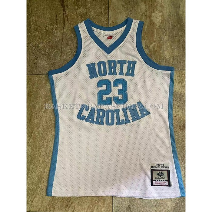 Maillot NCAA North Carolina Tar Heels Michael Jordan NO 23 Mitchell & Ness 1983-84 Blanc
